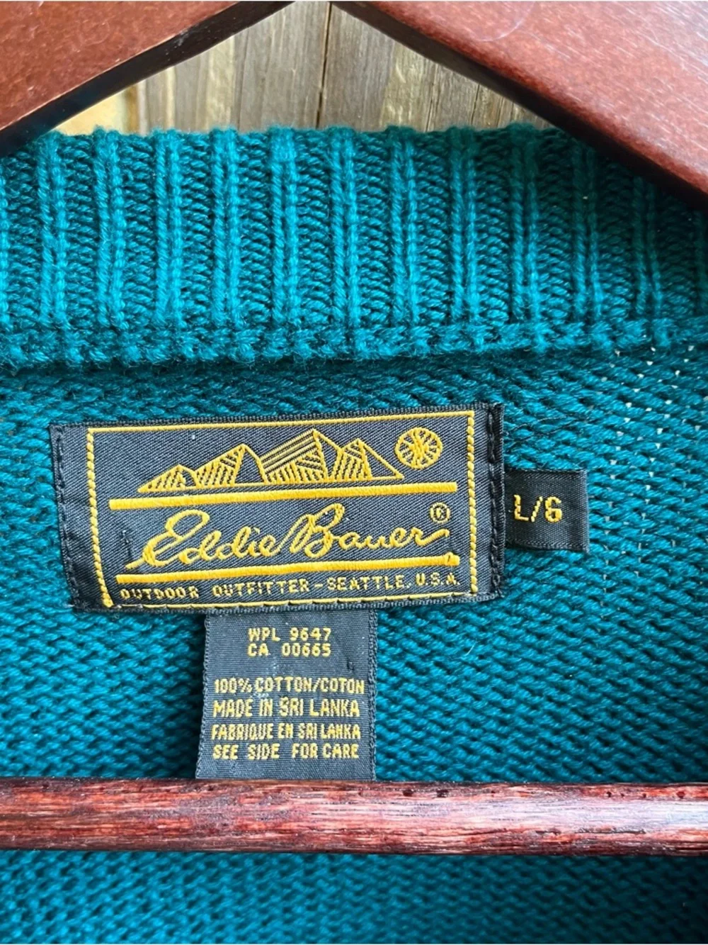 Vintage Eddie Bauer Teal Crewneck Sweater - Men's Knit Pullover - Picture 2 of 3
